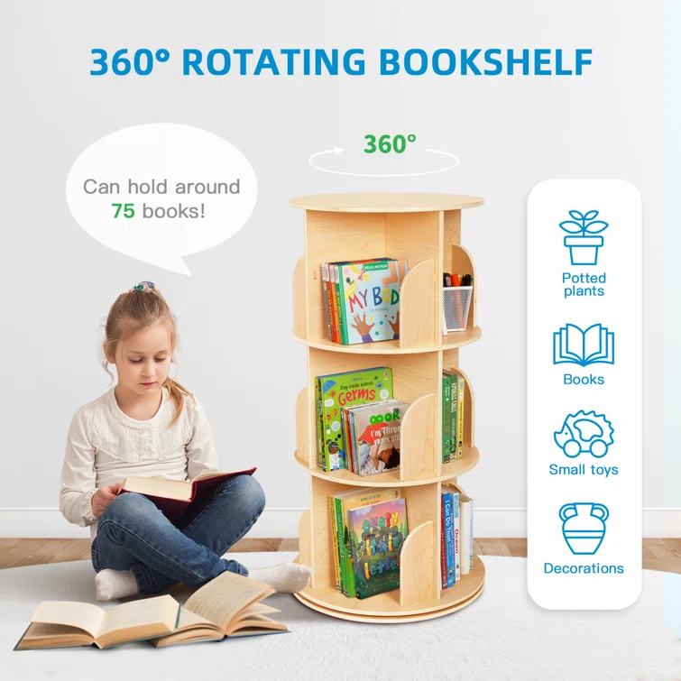 rotating shelf girl playing